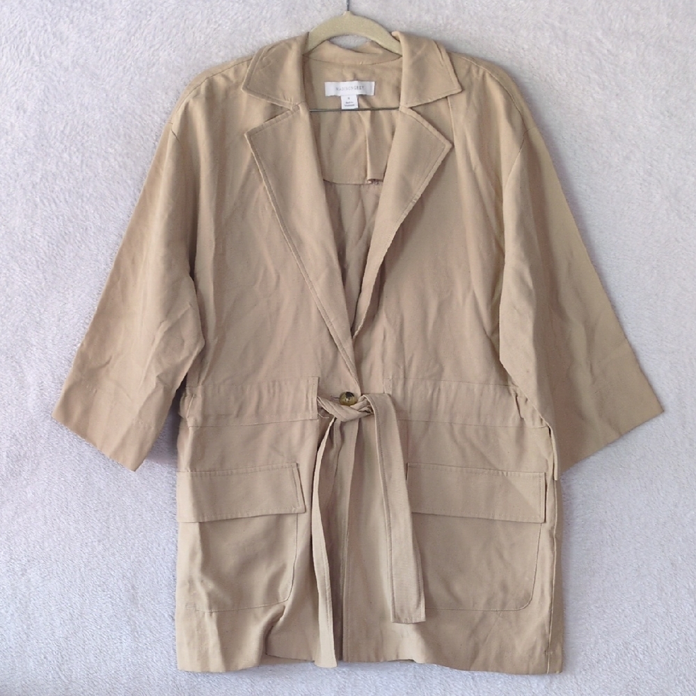 Madison Grey Women's Tan 3/4 Sleeve Utility Blazer Jacket‎ Size S